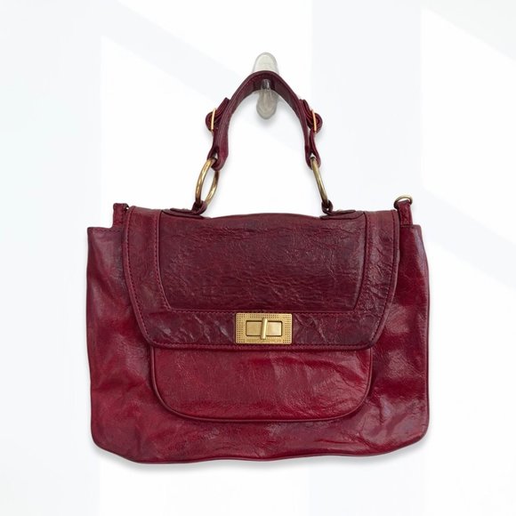 Rebecca Minkoff Briefcase Style Distressed Red Leather Shoulder or Handheld Bag - Picture 4 of 16
